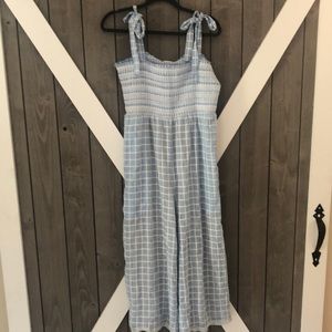 Anthropologie light blue plaid romper
